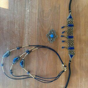 Collection of blue jewelry